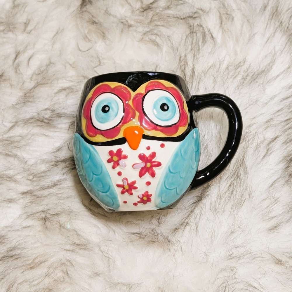 Natural Life Coffee Cup "Love the Moment" Figural Owl Shaped Mug